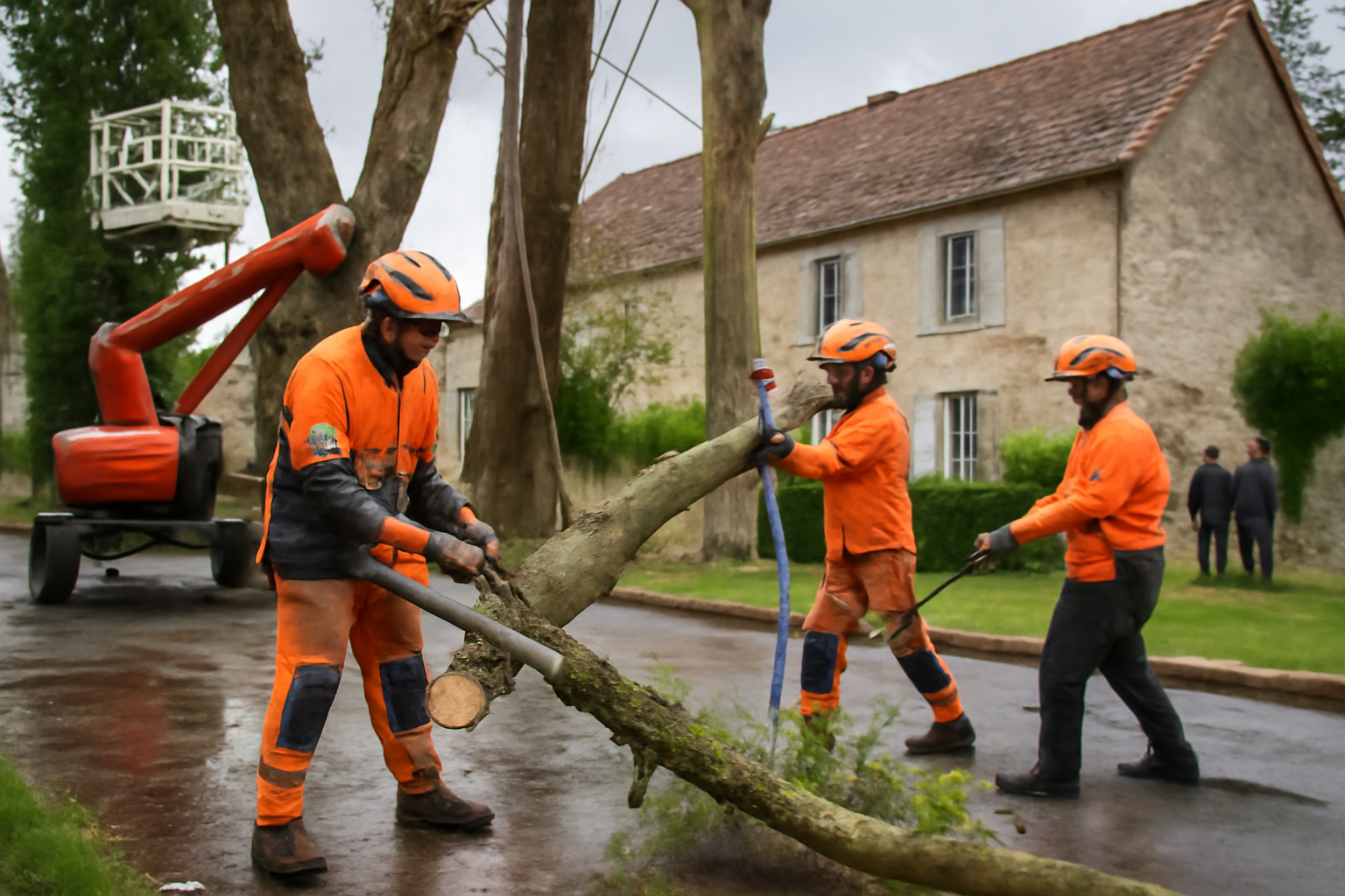Intervention d'abattage d'arbre à Angervilliers par Wes Élagage